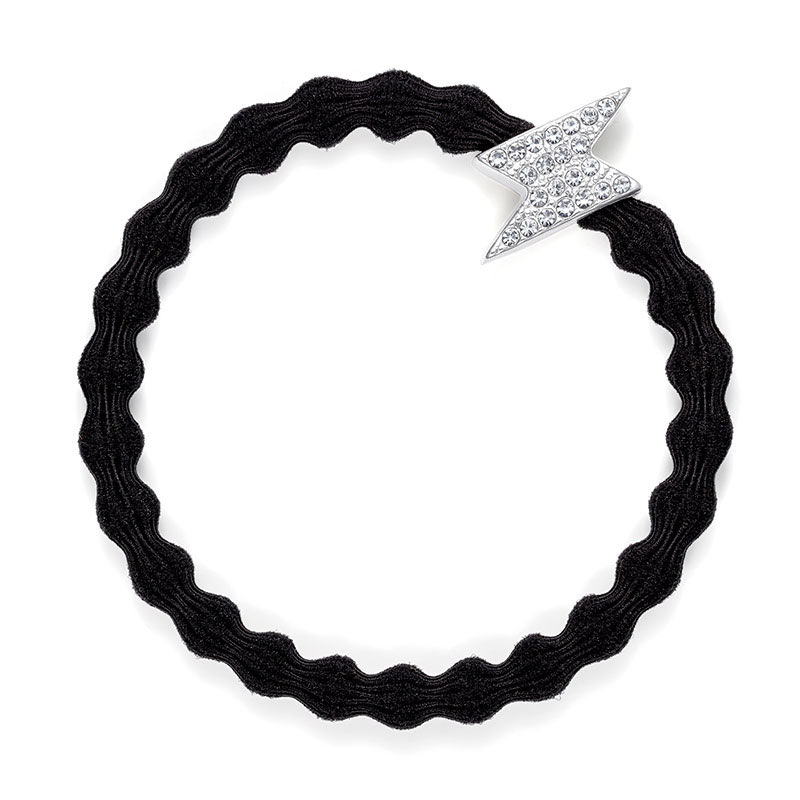 By Eloise Bangle Band - Black Diamante Bolt